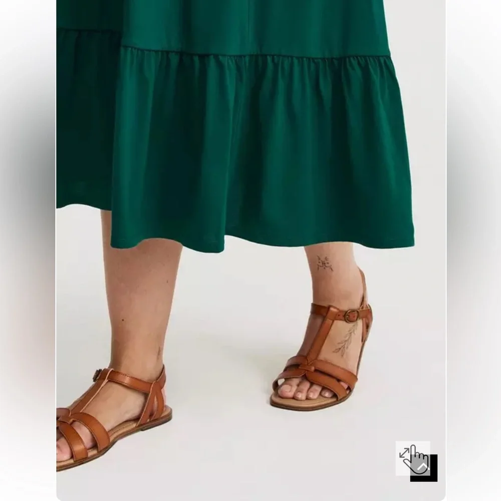 Torrid 0x sleeveless botanical garden Emerald Green Midi Dress cotton! Pockets! - Picture 3 of 8
